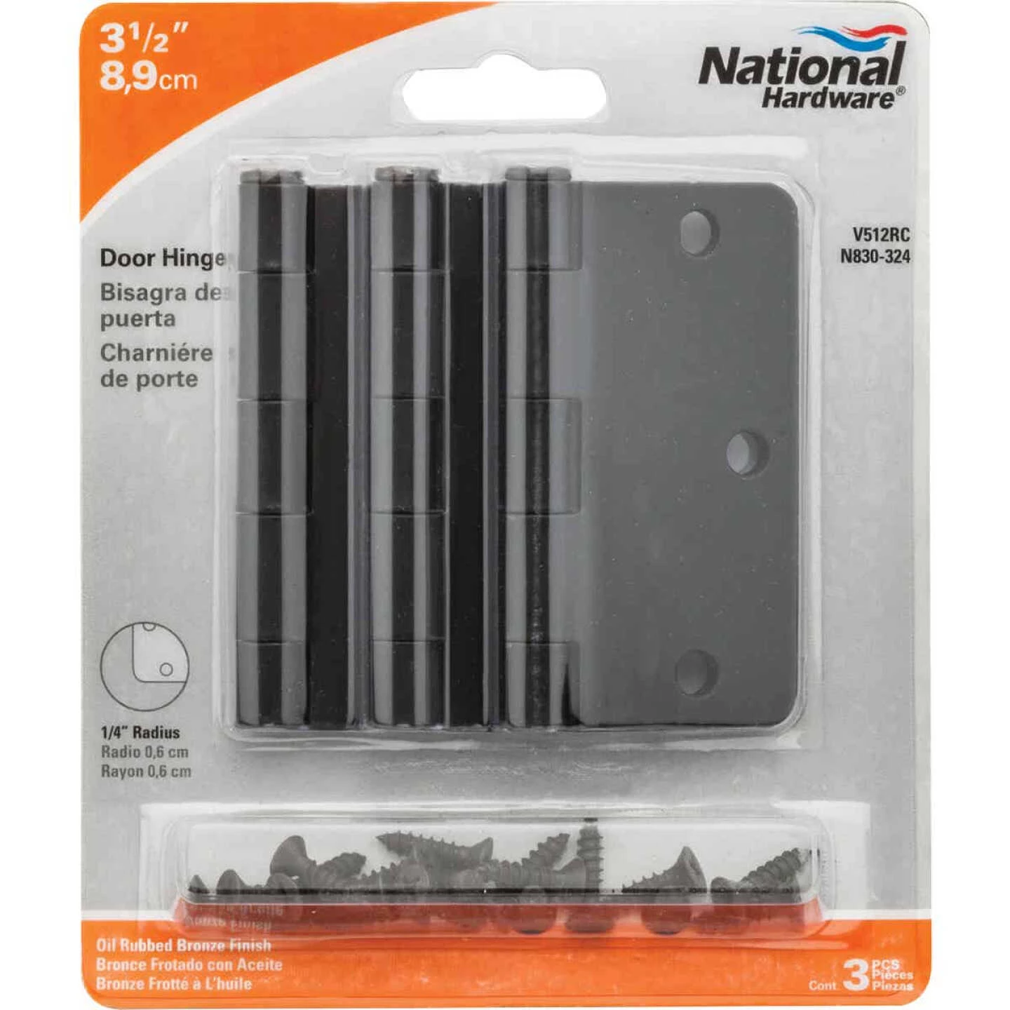 Outlet 🤩 National 3-1/2 In. X 1/4 In. Radius Oil Rubbed Bronze Door Hinge (3-Pack) 🧨 4 Outlet 🤩 National 3-1/2 In. X 1/4 In. Radius Oil Rubbed Bronze Door Hinge (3-Pack) 🧨 - Image 2