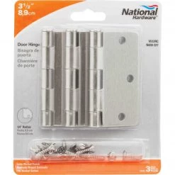Buy 🥰 National 3-1/2 In. X 1/4 In. Radius Satin Nickel Door Hinge (3-Pack) 💯 -National Sales Store ItemImage 200708 q5vdm2 bp93o8 c2ez65