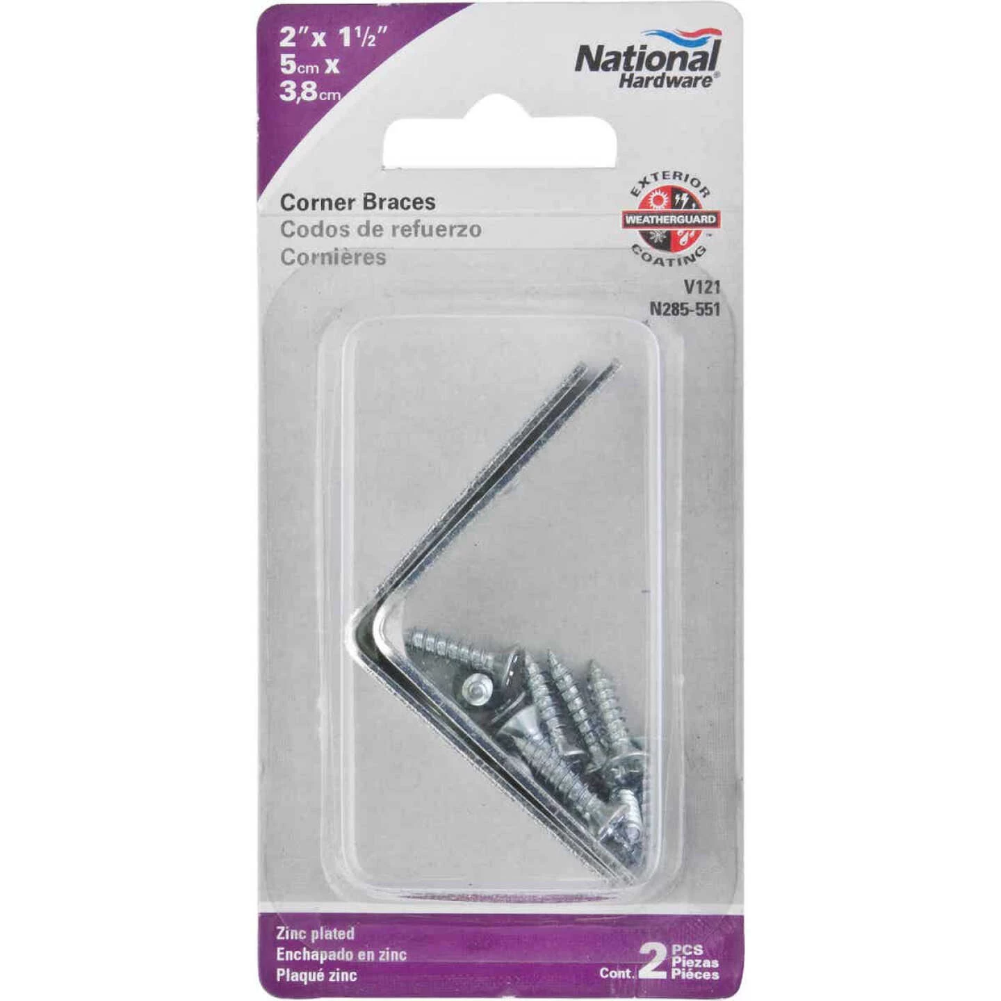 Best Pirce ⭐ National Catalog V121 2 In. X 1-1/2 In. Double Wide Zinc Corner Brace 😍 4 Best Pirce ⭐ National Catalog V121 2 In. X 1-1/2 In. Double Wide Zinc Corner Brace 😍 - Image 2