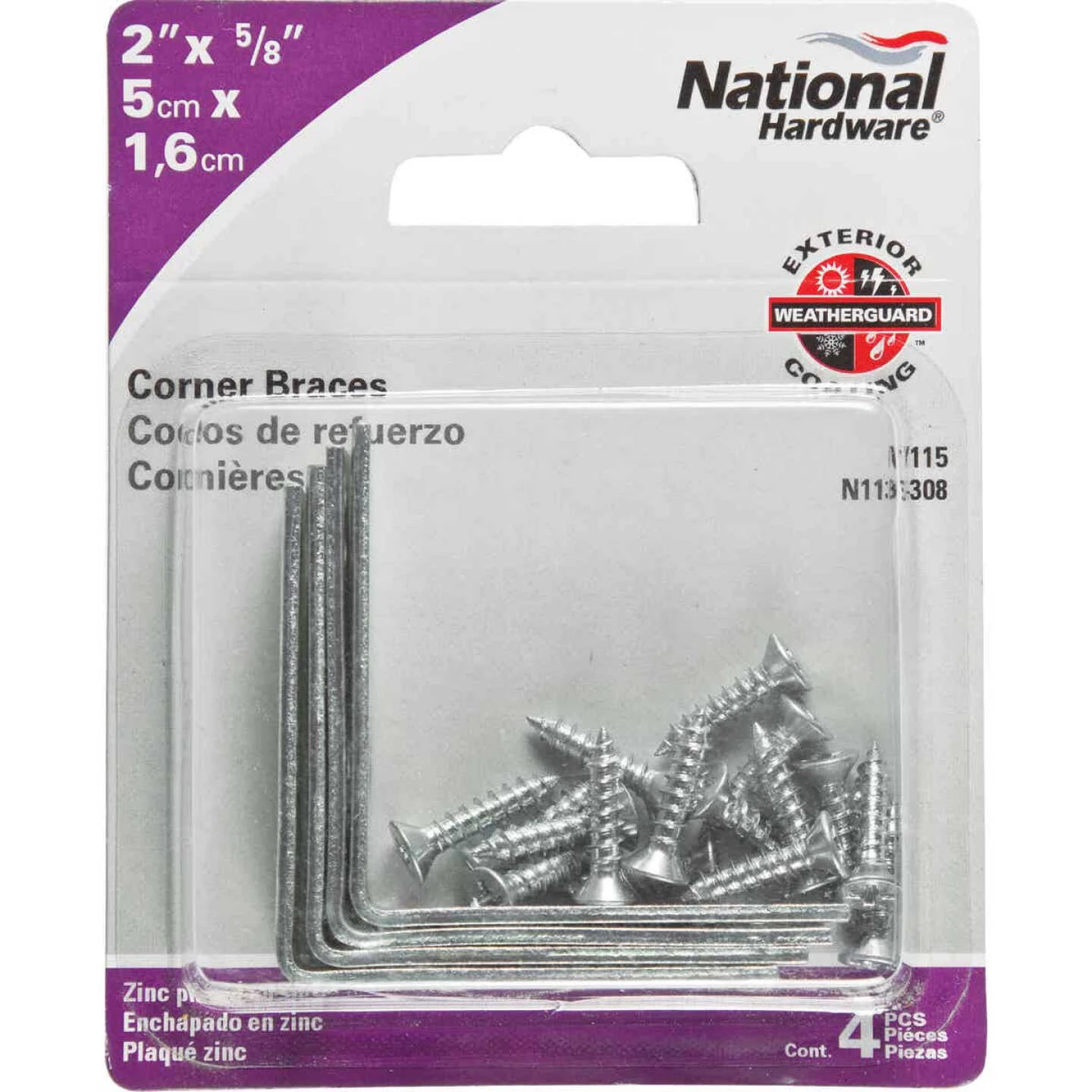 Hot Sale 👍 National Catalog V115 2 In. X 5/8 In. Zinc Steel Corner Brace (4-Count) ⌛ 4 Hot Sale 👍 National Catalog V115 2 In. X 5/8 In. Zinc Steel Corner Brace (4-Count) ⌛ - Image 2