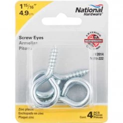Flash Sale 🔔 National #6 Zinc Large Screw Eye (4 Ct.) 🎁 -National Sales Store ItemImage 212594 q5vg25 4ub3js 3wjtgx