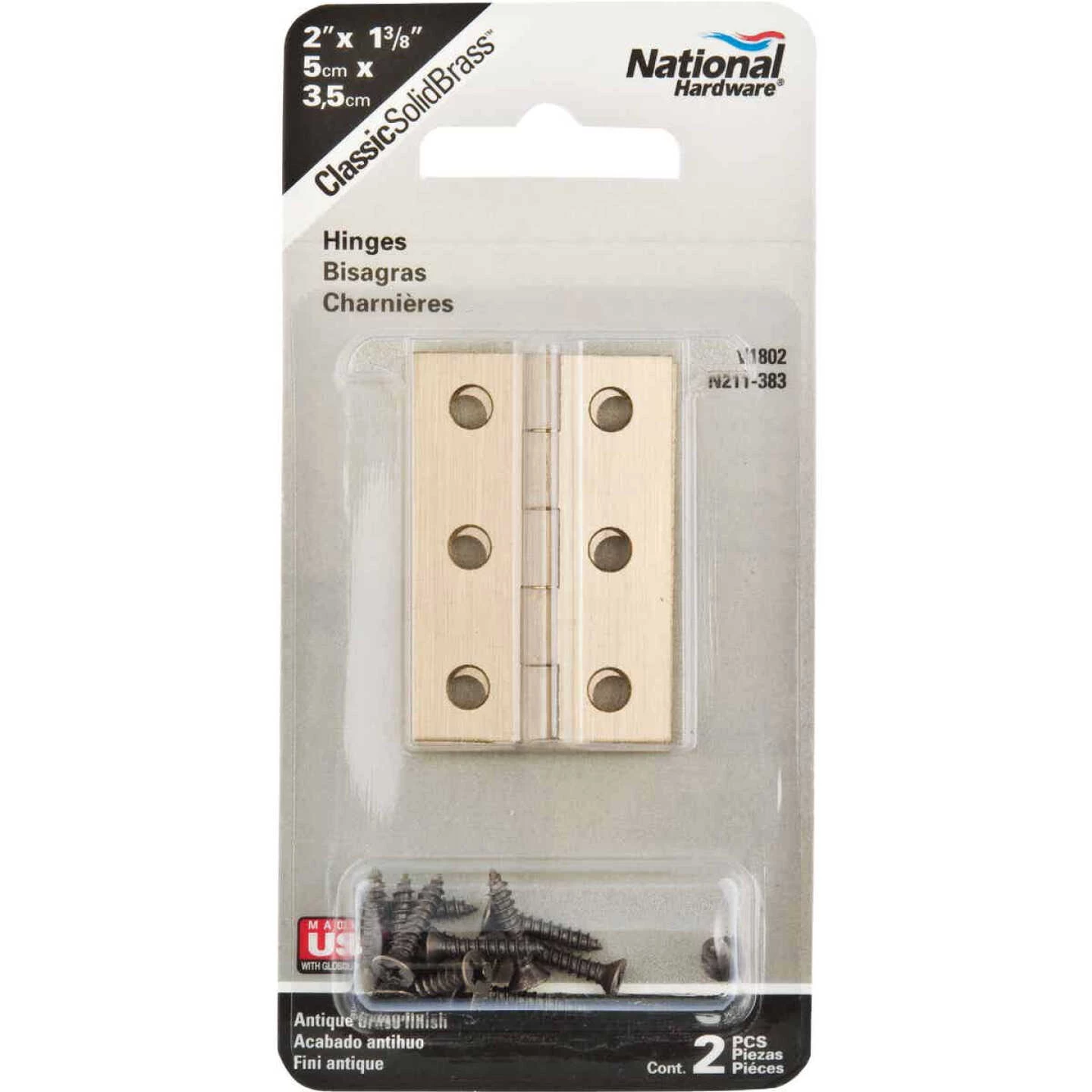 Brand new 👍 National 1-3/8 In. X 2 In. Antique Brass Hinge (2-Pack) 👏 4 Brand new 👍 National 1-3/8 In. X 2 In. Antique Brass Hinge (2-Pack) 👏 - Image 2