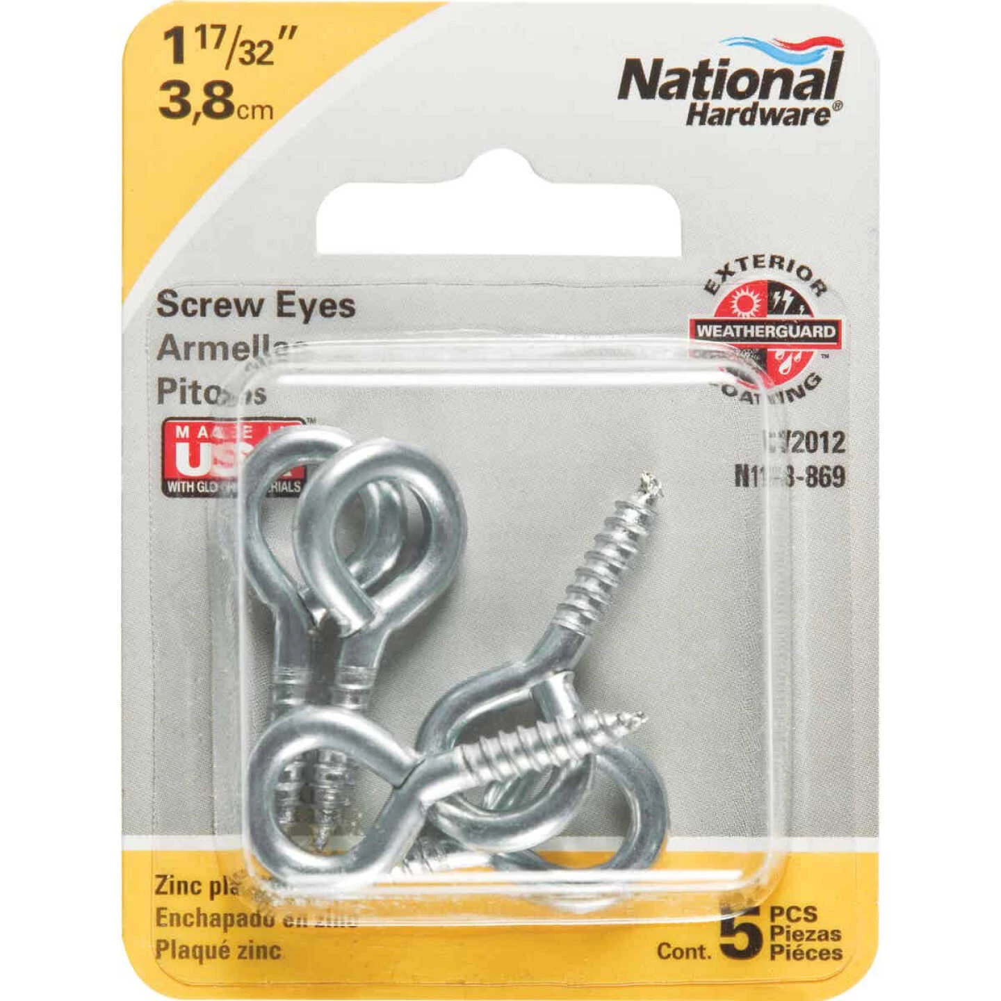 Hot Sale 😀 National #108 Zinc Medium Screw Eye (5 Ct.) 😉 4 Hot Sale 😀 National #108 Zinc Medium Screw Eye (5 Ct.) 😉 - Image 2