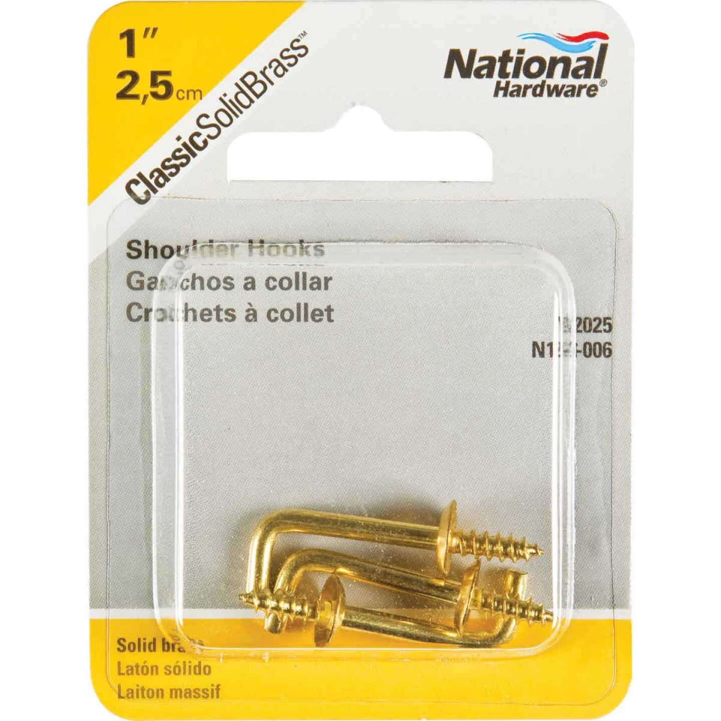 Cheap ⌛ National 1 In. Solid Brass Shoulder Hook (3 Count) 🌟 4 Cheap ⌛ National 1 In. Solid Brass Shoulder Hook (3 Count) 🌟 - Image 2