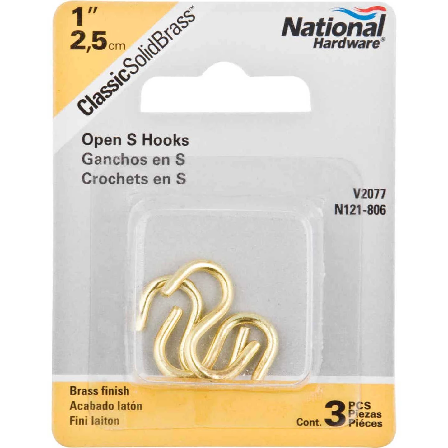 Wholesale 😀 National 1 In. Brass Heavy Open S Hook (3 Ct.) ❤️ 4 Wholesale 😀 National 1 In. Brass Heavy Open S Hook (3 Ct.) ❤️ - Image 2