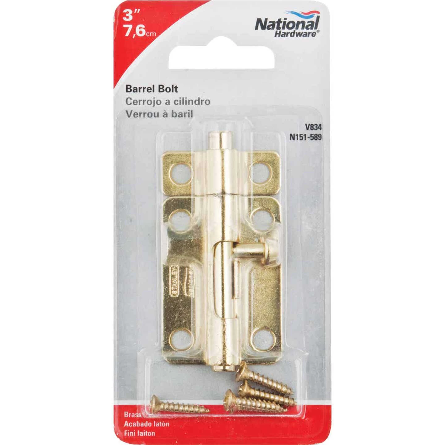 Wholesale ✨ National 3 In. Brass Steel Door Barrel Bolt 🎁 4 Wholesale ✨ National 3 In. Brass Steel Door Barrel Bolt 🎁 - Image 2